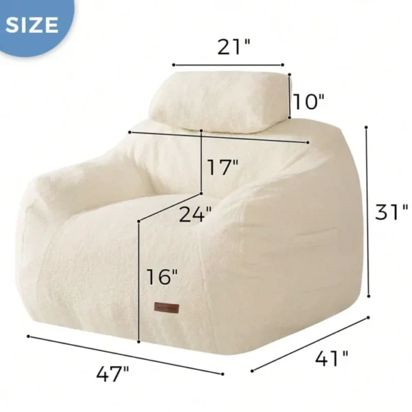 ⏰Today Only R$29.9⏰MAXYOYO Giant Bean Bag Chair With Pillow,Fuzzy Fabric Fluffy And Comfy Bean Bag Sofa Large Bean Bag Chair Adult Size With Filler For Reading, Gaming - Image 7