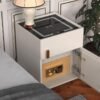⏰Today Only R$39.9⏰Smart Nightstand with Safe, Multifunction LED Nightstand Modern End Table with 3 Color LED, Wireless Charging Station Bedside Table for Bedroom