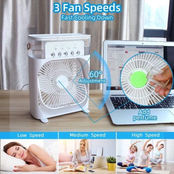 ⏰Today Only O preço original era: R$ 5.9⏰Portable USB Mini Aircond, Air Cooler, Mist Fan, Kipas Penyejuk Mini Meja - Image 2